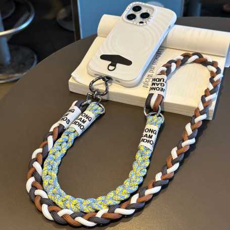 Accessoire téléphone - Dragonne pour téléphone 2en1 – style queue de cheval – bandoulière – assemblage bicolore contrasté, prix