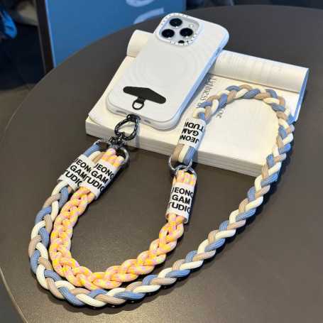 Accessoire téléphone - Dragonne pour téléphone 2en1 – style queue de cheval – bandoulière – assemblage bicolore contrasté, prix