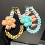 Phone Accessory, Mobile Charm - copy of Short Braided Purple Phone Lanyard with Flower Smiley Decoration, wholesale price