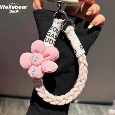 Phone Accessory, Mobile Charm - copy of Short Braided Purple Phone Lanyard with Flower Smiley Decoration, wholesale price