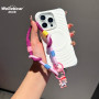 Dragonne pour téléphone style dopamine – bracelet tressé – motif fille – accessoire