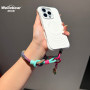 Dragonne pour téléphone style dopamine – bracelet tressé – motif fille – accessoire