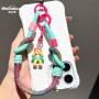 Dragonne pour téléphone style dopamine – bracelet tressé – motif fille – accessoire