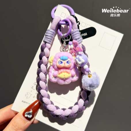 Phone Accessories - copy of Plush Blue Phone Wrist Strap with Doll Keychain and Pom Pom, wholesale price