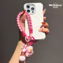 Bracelet, Dragonne, Cordon - Lanière Téléphone Poignet bicolore Rose avec Porte-clés Poupée, prix de gros.