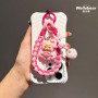 Bracelet, Dragonne, Cordon - Lanière Téléphone Poignet bicolore Rose avec Porte-clés Poupée, prix de gros.