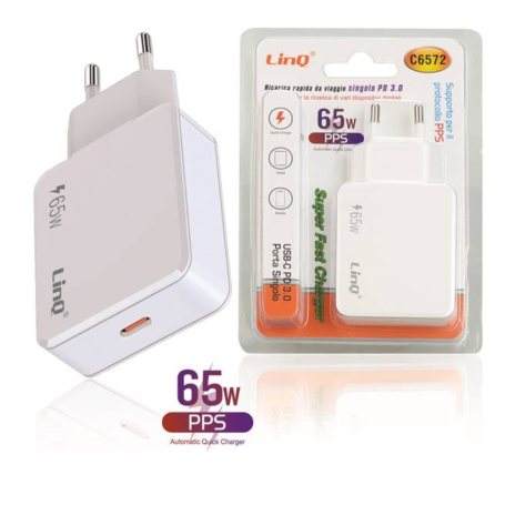 Bloc d'alimentation, Adaptateur - Chargeur Secteur USB-C 65W Chargeur Rapide LinQ C6572, prix de gros.