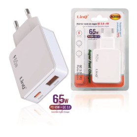 Adaptateur, Chargeur - Chargeur Secteur USB-C + USB 65W Chargeur Rapide LinQ AC6566, prix de gros.