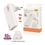 Adaptateur, Bloc d'alimentation - Chargeur Secteur USB-C + USB 65W avec Prise Anglaise Chargeur Rapide LinQ AC6568, prix de gros
