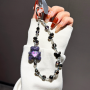 Accessoire Téléphone, Dragonne, Pochette - Lanière de Téléphone Luxe en Cristal avec Ourson Strass Cœur Noir, prix de gros.