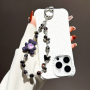 Accessoire Téléphone, Dragonne, Pochette - Lanière de Téléphone Luxe en Cristal avec Ourson Strass Cœur Noir, prix de gros.