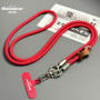 Necklace, Lanyard - Braided Bicolor Long Phone Cord Necklace with Leather Details, wholesale price
