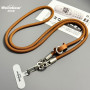 Necklace, Lanyard - Braided Bicolor Long Phone Cord Necklace with Leather Details, wholesale price