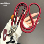 Necklace, Lanyard - Braided Bicolor Long Phone Cord Necklace with Leather Details, wholesale price