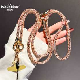 Cordon, Bracelet - Lanière de Téléphone Portable en Cristal Rose avec Fermoir Doré, prix de gros.