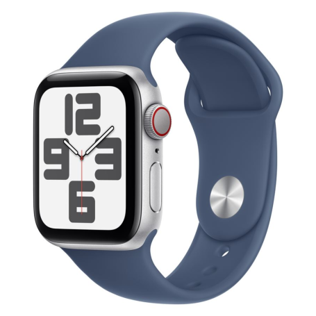 Tech gadget, Wearable - Montre Connectée Apple Watch Series SE 2 GPS 44mm Aluminium Argent Avec Bracelet Sport Bleu Orage S/M - 