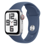 Tech gadget, Wearable - Montre Connectée Apple Watch Series SE 2 GPS 44mm Aluminium Argent Avec Bracelet Sport Bleu Orage S/M - 