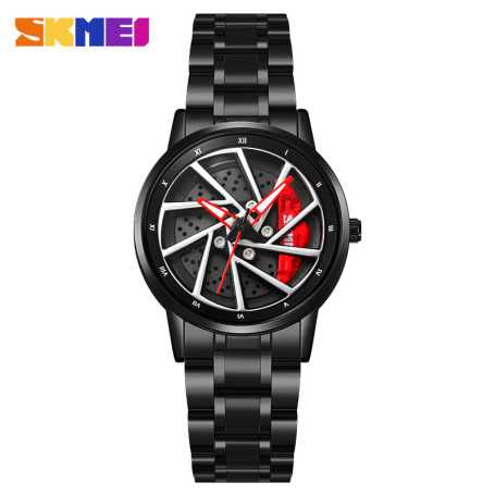 Watch, Timepiece - Montre à quartz – style lunette – acier inoxydable – étanche quotidienne – noire, wholesale price