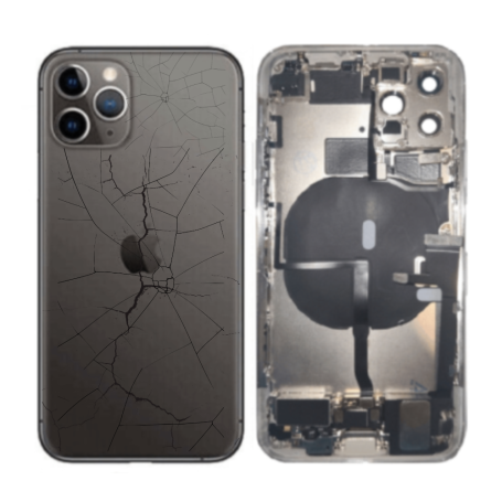 Carcasse, Coque - Châssis Complet iPhone 11 Pro Max Noir - Connecteur de Charge Sans Batterie (Original Demonté) - Cassé, prix d
