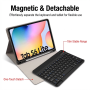 Tablet Cover - Étui pour tablette Samsung – Clavier Bluetooth – Touches carrées – Logement pour stylet – Souris Bluetooth rechar