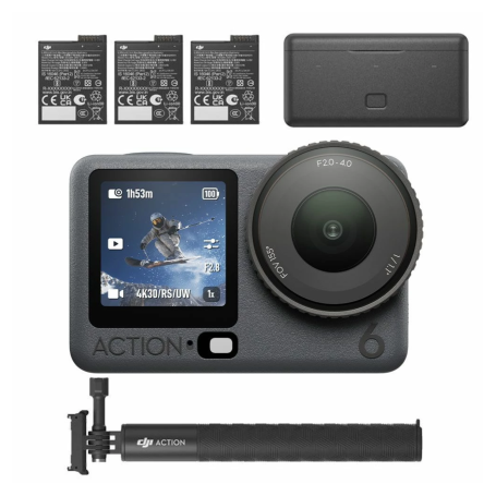 Action Cam, Video Recorder - Action Camera - DJI - Osmo Action 6 Adventure Combo - Black, wholesale price