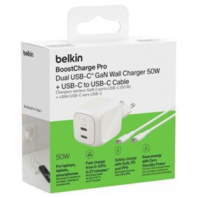 Chargeur, Alimentation - Adaptateur Secteur 2 Ports / Câble USB-C / USB-C 50W 1m BELKIN - WCH019KQ1MWH-B6, prix de gros.