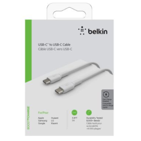 USB-C Cord, Charging Cable - BELKIN CAB003bt1MWH 1M USB-C to USB-C Cable - White, wholesale price