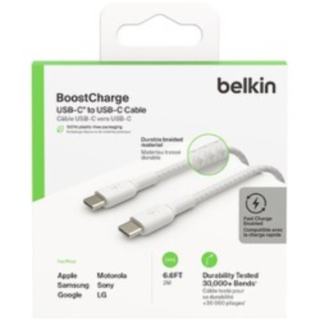 Câble Tressé USB-C/USB-C 2M BELKIN Blanc | Etech-Parts