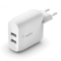 Chargeur, Adaptateur - Adaptateur Secteur 2 Ports USB-A BELKIN WCB002vfWH - 24W, prix de gros.