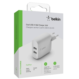 Chargeur, Adaptateur - Adaptateur Secteur 2 Ports USB-A BELKIN WCB002vfWH - 24W, prix de gros.