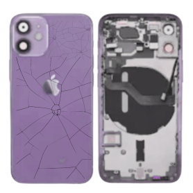 Châssis, Cadre, Frame - Châssis Complet iPhone 12 Mini Violet - Connecteur de Charge sans Batterie (Original Demonté) - Cassé, p