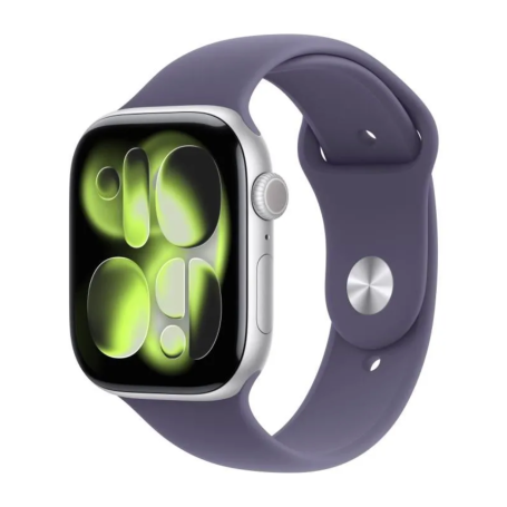 Smartwatch, Tracker d'Activité - Montre Connectée Apple Watch Series 11 GPS 46mm Aluminium Argent avec Bracelet Sport M/L Violet