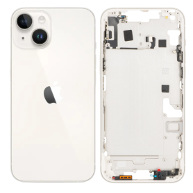 Back Cover, Rear Frame - Complete iPhone 14 Plus White Chassis Without Charging Connector (Original Disassembled) - Grade B, who