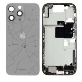 Châssis, Cadre - Châssis Complet iPhone 16 Pro Max Sans Connecteur de Charge Titane Naturel (Original Demonté) - Cassé, prix de 