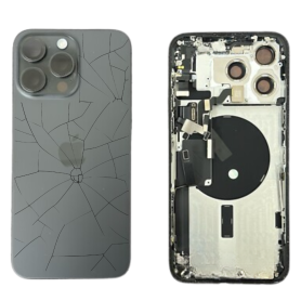 Phone Frame - Complete iPhone 15 Pro Chassis Without Charging Connector Black (Original Disassembled) - Broken, wholesale price