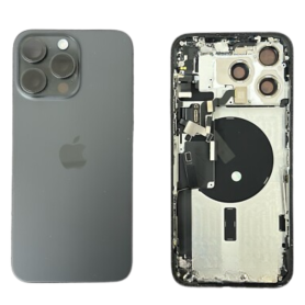 Châssis, Boîtier - Châssis Complet iPhone 15 Pro Sans Connecteur de Charge Noir(Original Demonté) - Grade B, prix de gros.