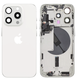 Châssis, Coque - Châssis Complet iPhone 15 Pro Sans Connecteur de Charge Blanc (Original Demonté) - Grade AB, prix de gros.