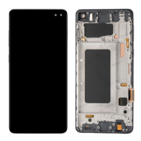 Écran, Display - Ecran Samsung Galaxy S10 Plus (G975F) Noir + Châssis (Original Démonté) - Grade A, prix de gros.