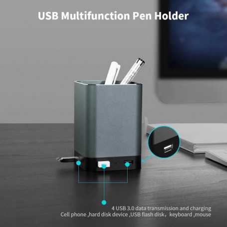 Pen holder Aluminum with HUB 4 USB 3.0