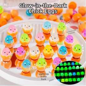 Miniatures, Figurines - Sachet surprise d’animaux miniatures luminescents 3D – brille dans le noir – style œuf cassé poussin (co