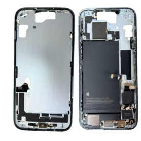 Chassis, Coque - Chassis iPhone 15 sans Vitre Arrière avec Batterie Bleu avec Connecteur de Charge (Original Demonté) - Grade B,