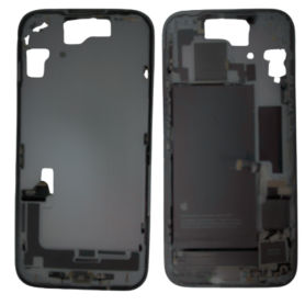 Cadre, Boîtier - Chassis iPhone 15 Noir Sans Vitre Arrière Sans Connecteur de Charge avec Batterie (Origine Demonté) - Grade B,