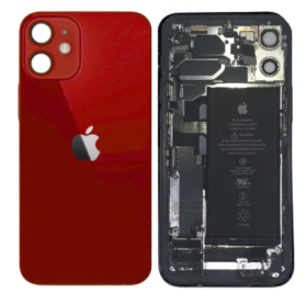 Coque iPhone, Enveloppe Téléphone - Châssis Complet iPhone 12 Mini Rouge - Sans Connecteur de Charge + Batterie (Origine Demonté