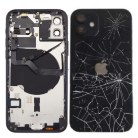 Coque, Boîtier - Châssis Complet iPhone 12 Noir - Sans Connecteur de Charge (Original Demonté) - Cassé, prix de gros.