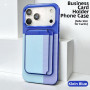 iPhone Cover, Protective Sleeve - Protective case for iPhone - PC - with powerful magnetic card holder - side insertion - blue,