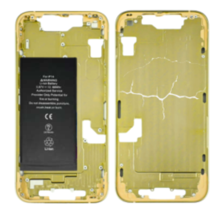 Smartphone Component - copy of iPhone 14 Chassis White - without Charging Connector with Battery without Back Glass (Original Re