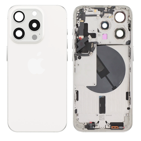 Charging Port, Connectors - Complete Chassis iPhone 15 Pro Max Charging Connector Without Battery Silver (Origin Disassembled) -