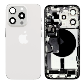 Chassis, Housing - Complete iPhone 15 Pro Chassis Charge Connector Without Battery White Titanium (Original Disassembled) - Grad