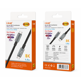 Câble USB-C / USB-C 240W Nylon Tressé 1m LinQ | Etech-Parts