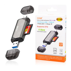 Lecteur de Carte USB/Carte TF/SD 3 en 1 USB-C LinQ ID7969 | Etech-Parts